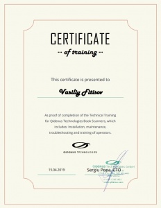 CERTIFICATE of training Qidenus